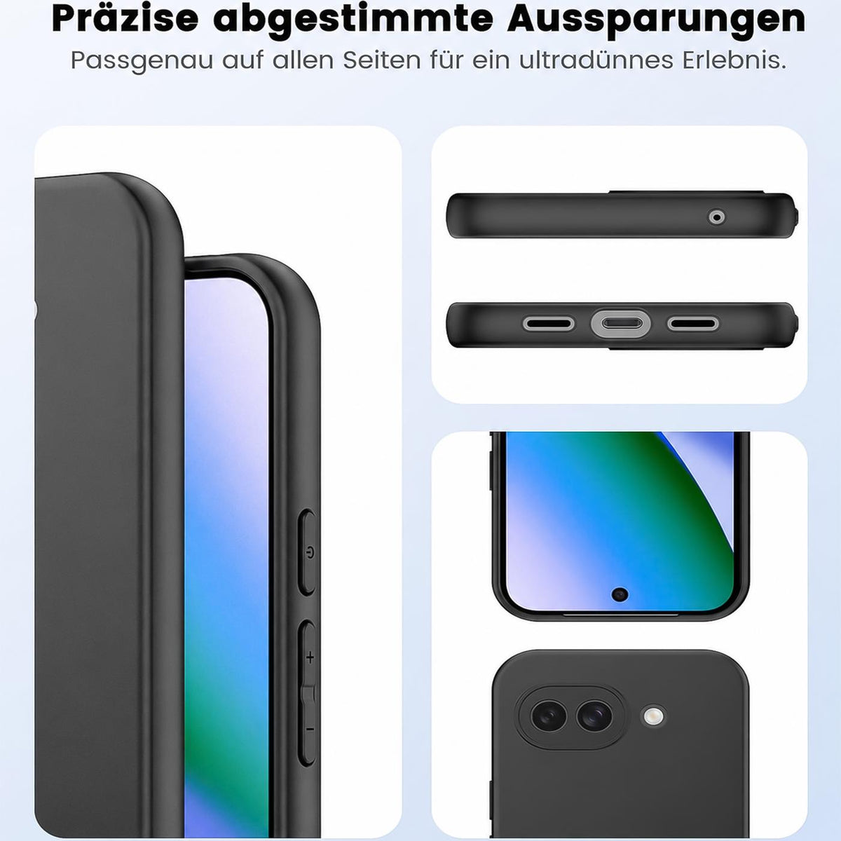 Google Pixel 10a - Slim Silikon Hülle Schwarz Matt