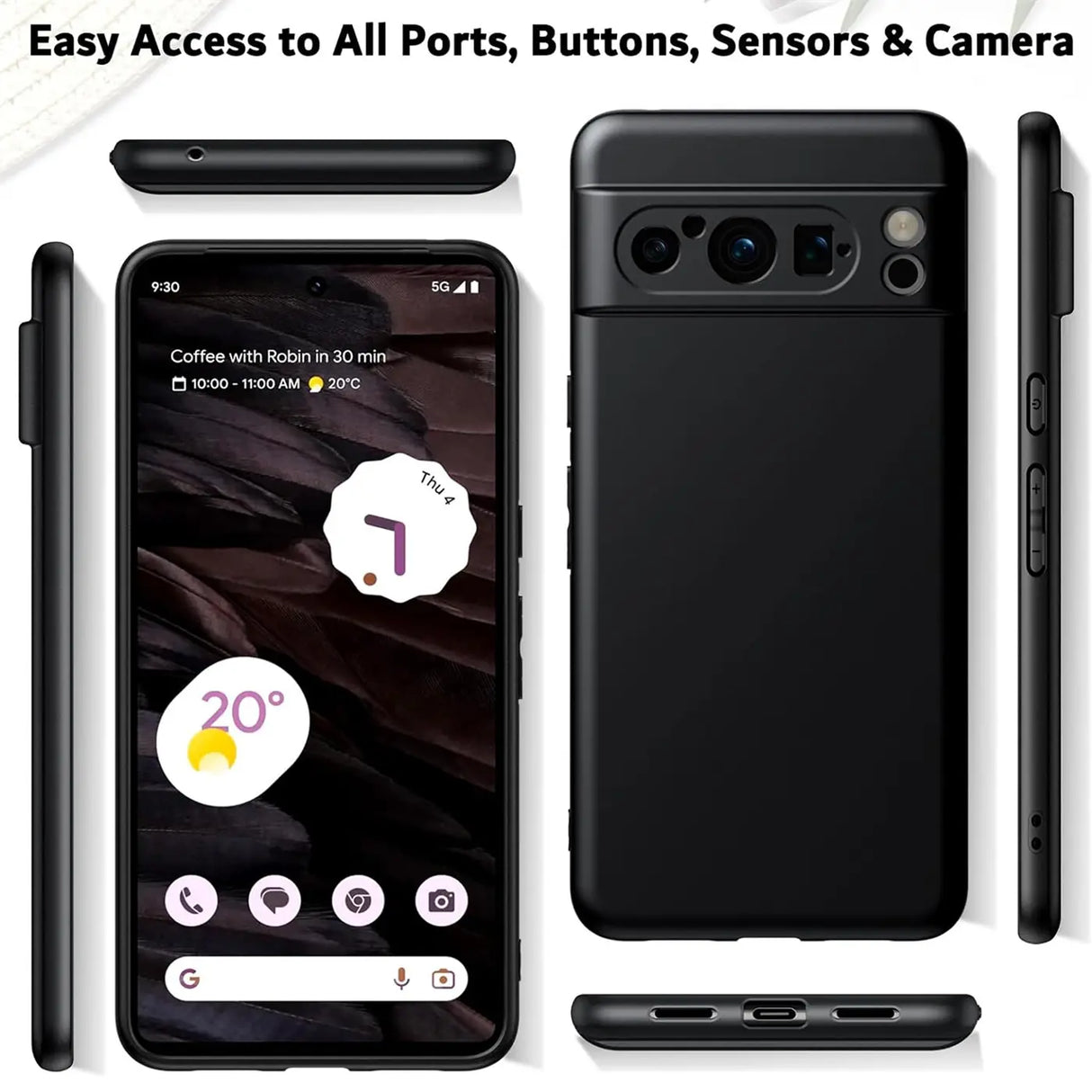 Flexible und sichere TPU Handyhülle für Google Pixel 8 Pro in Schwarz