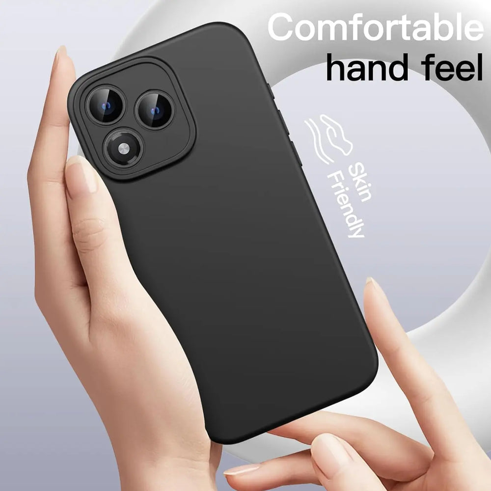 Schwarze matte Silikonhülle für Honor 400 Lite, von vorne gehalten, Nahaufnahme
