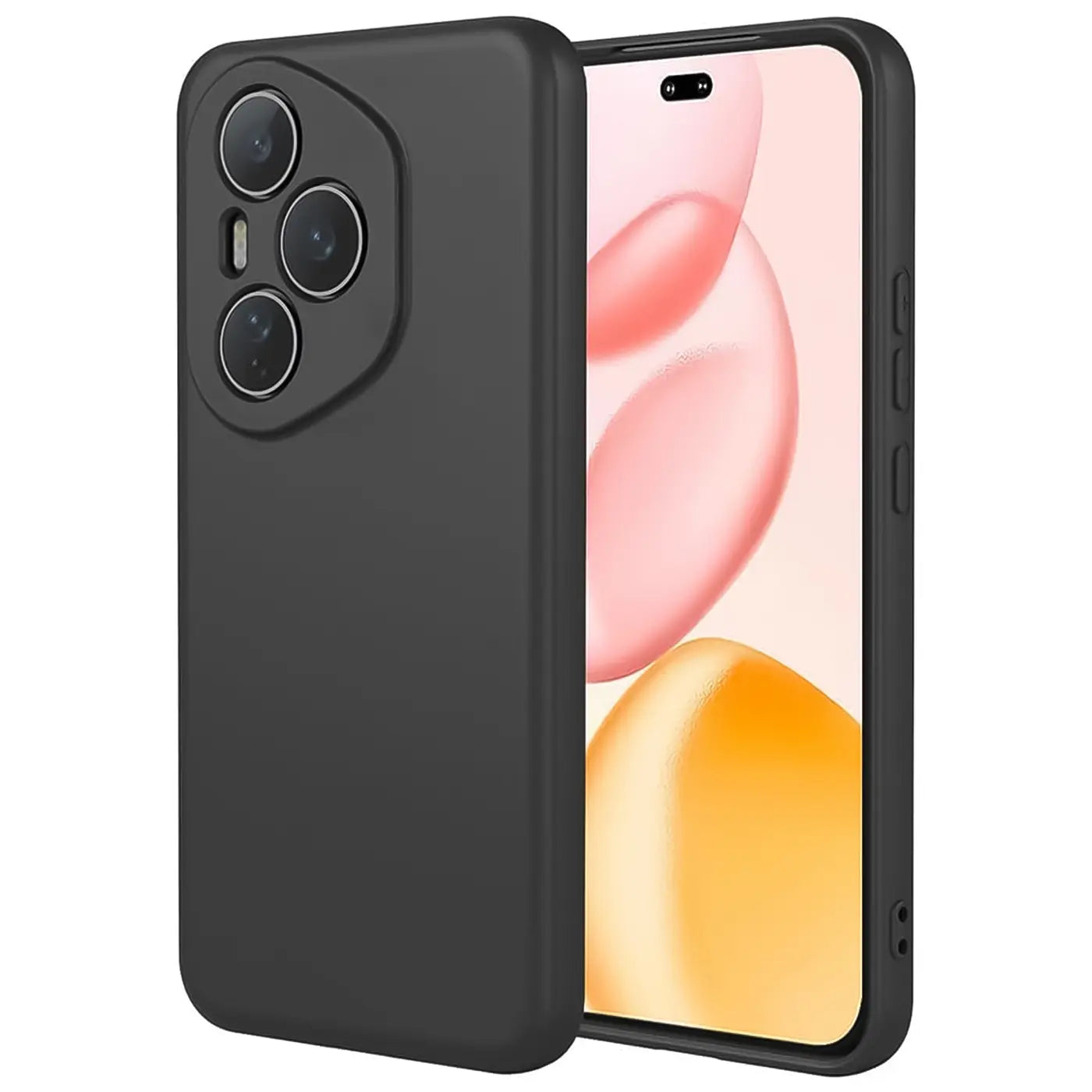 Schwarze Silikonhülle für Honor 400 Pro, von vorne links, matt.