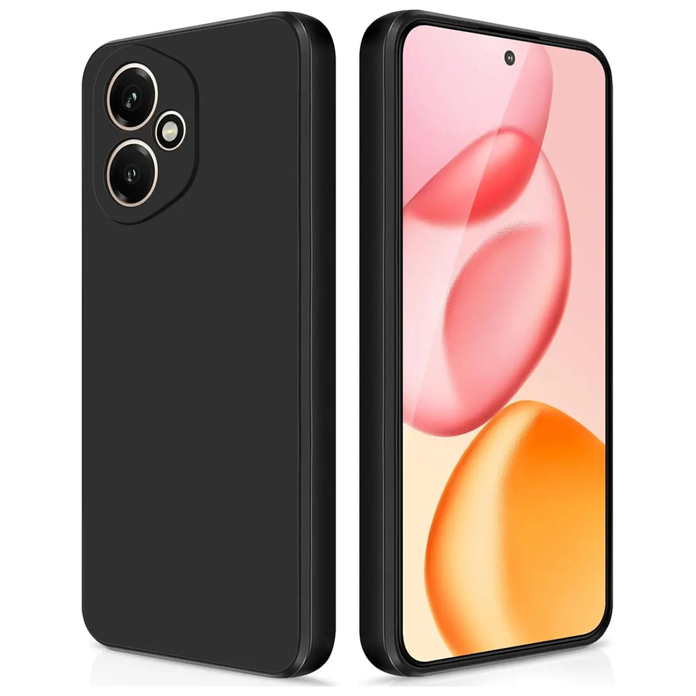 Schwarze Silikonhülle für Honor 400, Rückseite und Vorderseite mit Display, matt.