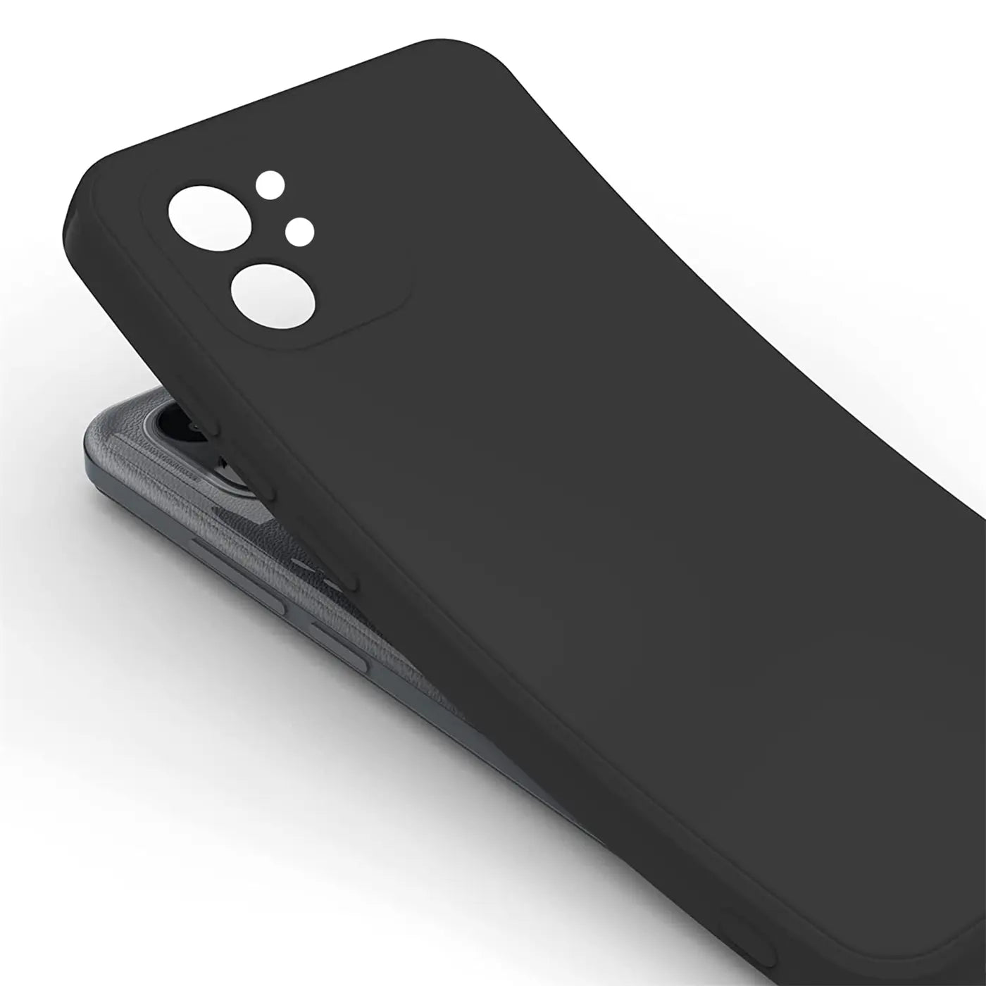 Schwarze matte Silikonhülle für Honor 80 SE, Rückansicht, Nahaufnahme.