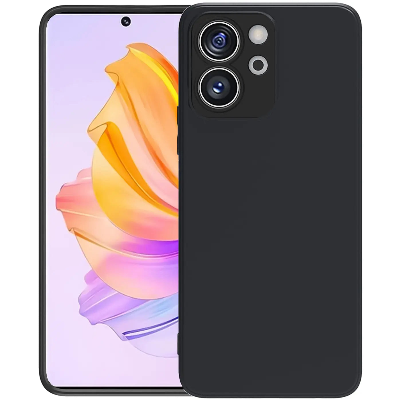 Schwarze Silikonhülle, matt, von vorne, Honor 80 SE mit Kamera