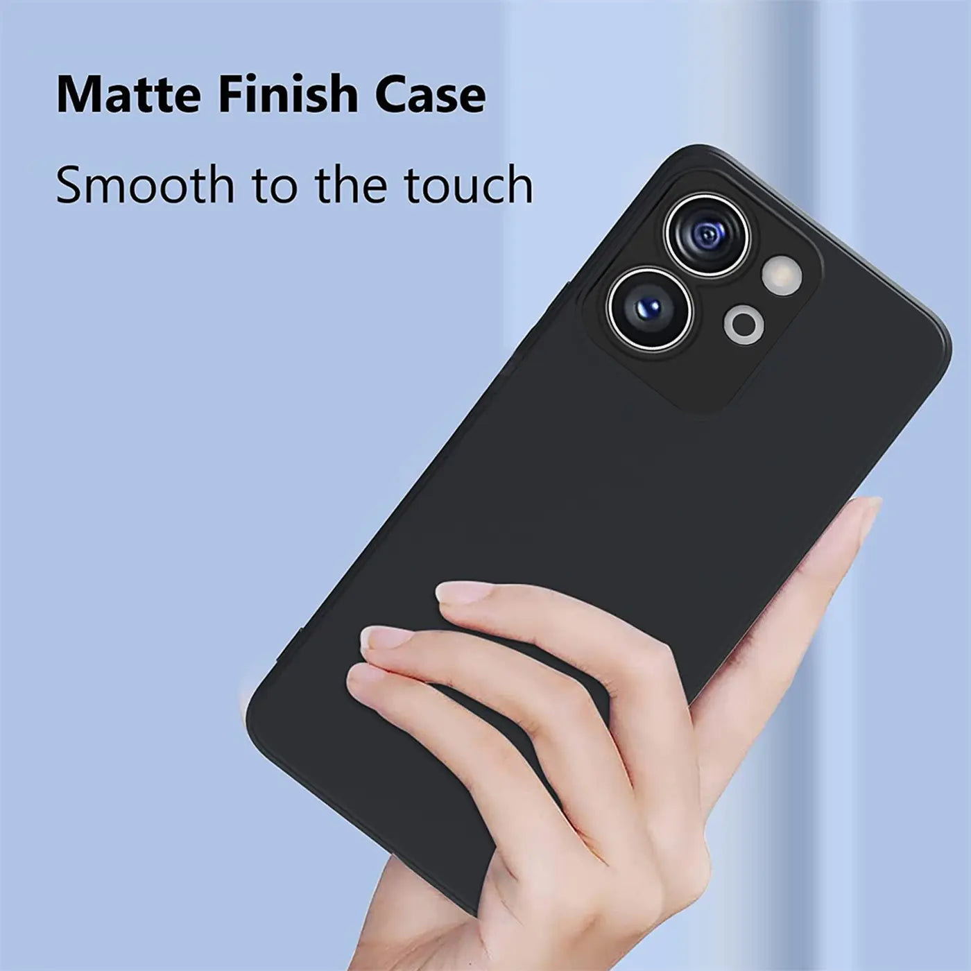 Schwarze matte Silikonhülle für Honor 80 SE, von vorne rechts gehalten, Nahaufnahme