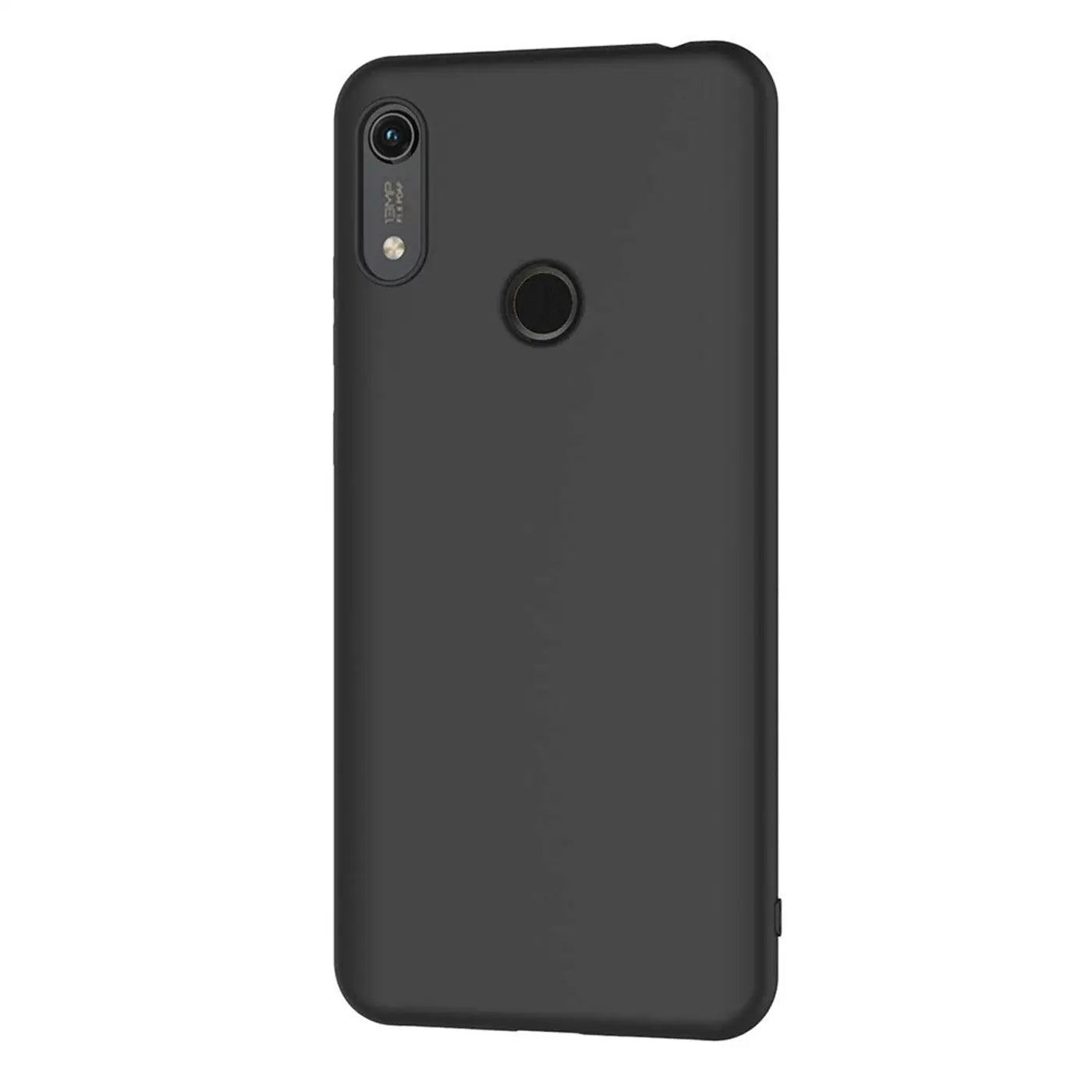 Schwarze, matte Silikonhülle für Honor 8A, von hinten gesehen.