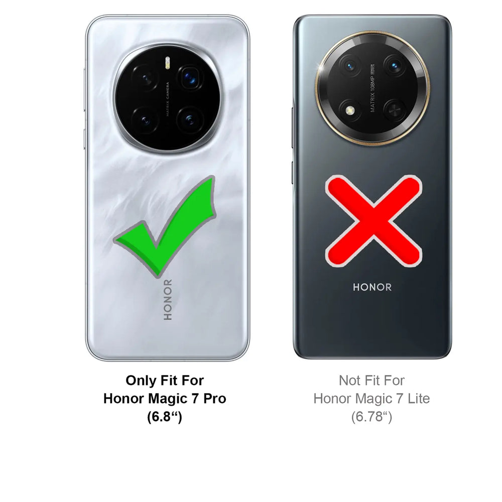 Zwei Honor Smartphones, eins mit Haken, eins mit Kreuz. Schwarz, Grau, Weiß.
