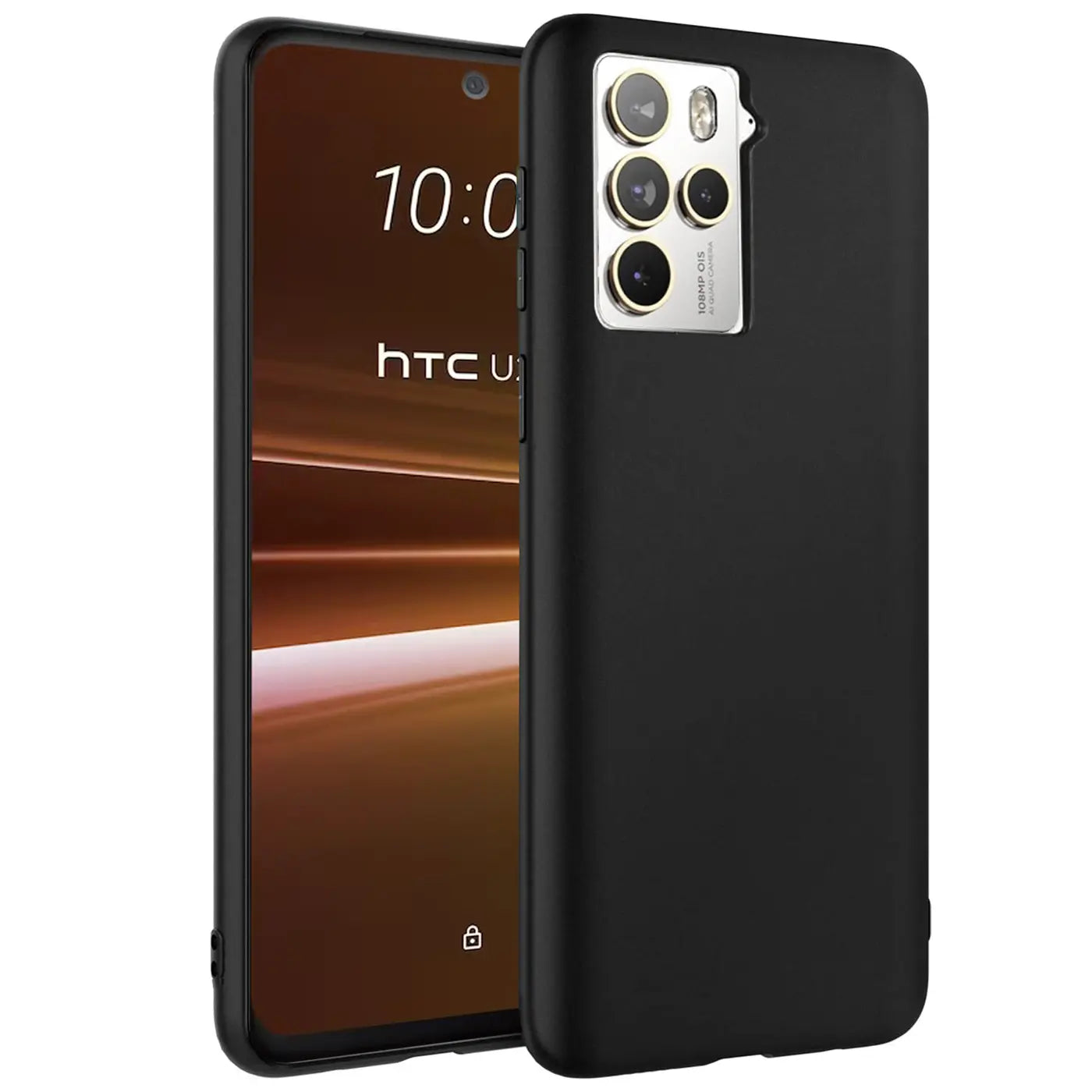 Schwarze Silikonhülle matt für HTC U23 Pro, Rückseite und Vorderseite sichtbar.