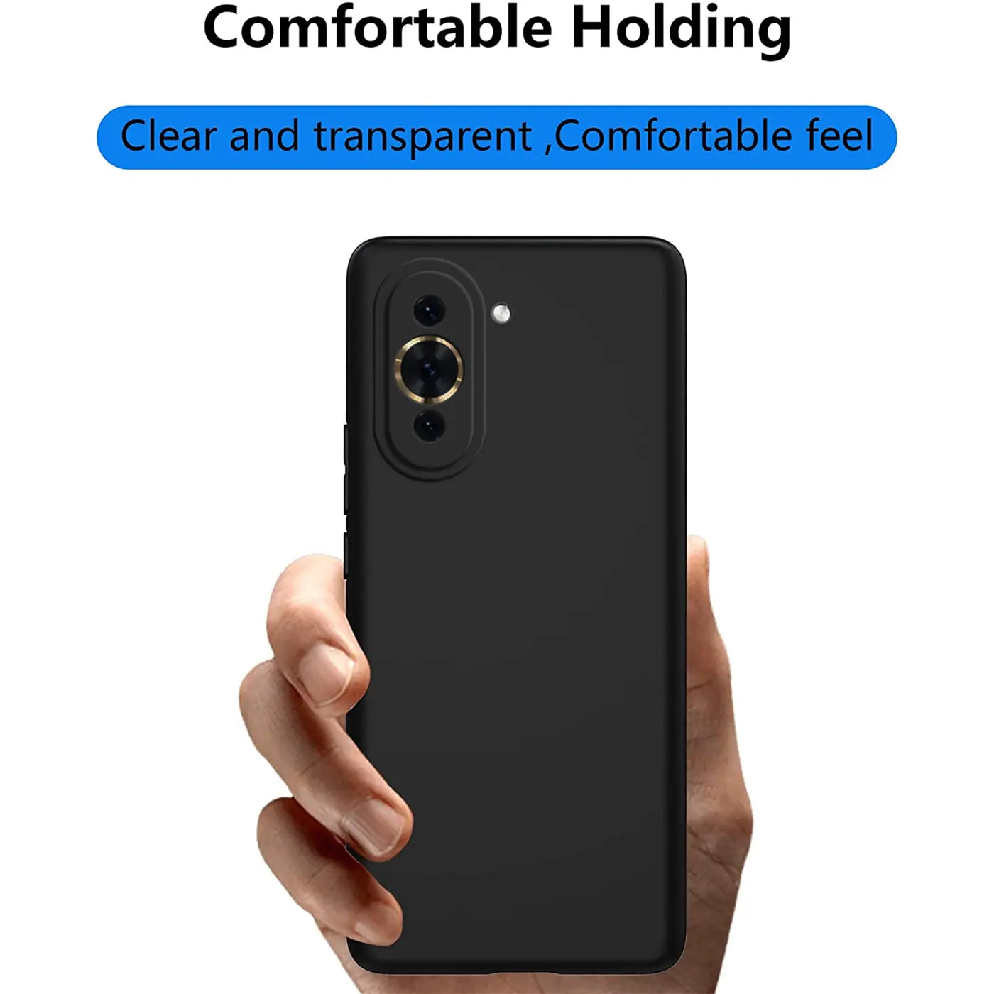 Schwarze Silikonhülle, Rückansicht, Huawei Nova 10 Pro mit Kamera-Insel