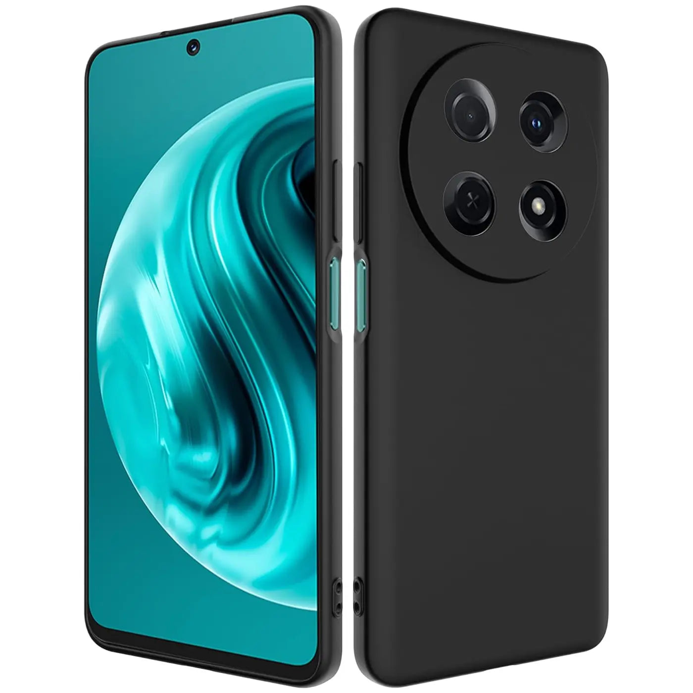 Schwarze Slim Silikonhülle matt, von vorne und hinten, für Huawei Nova 12i.