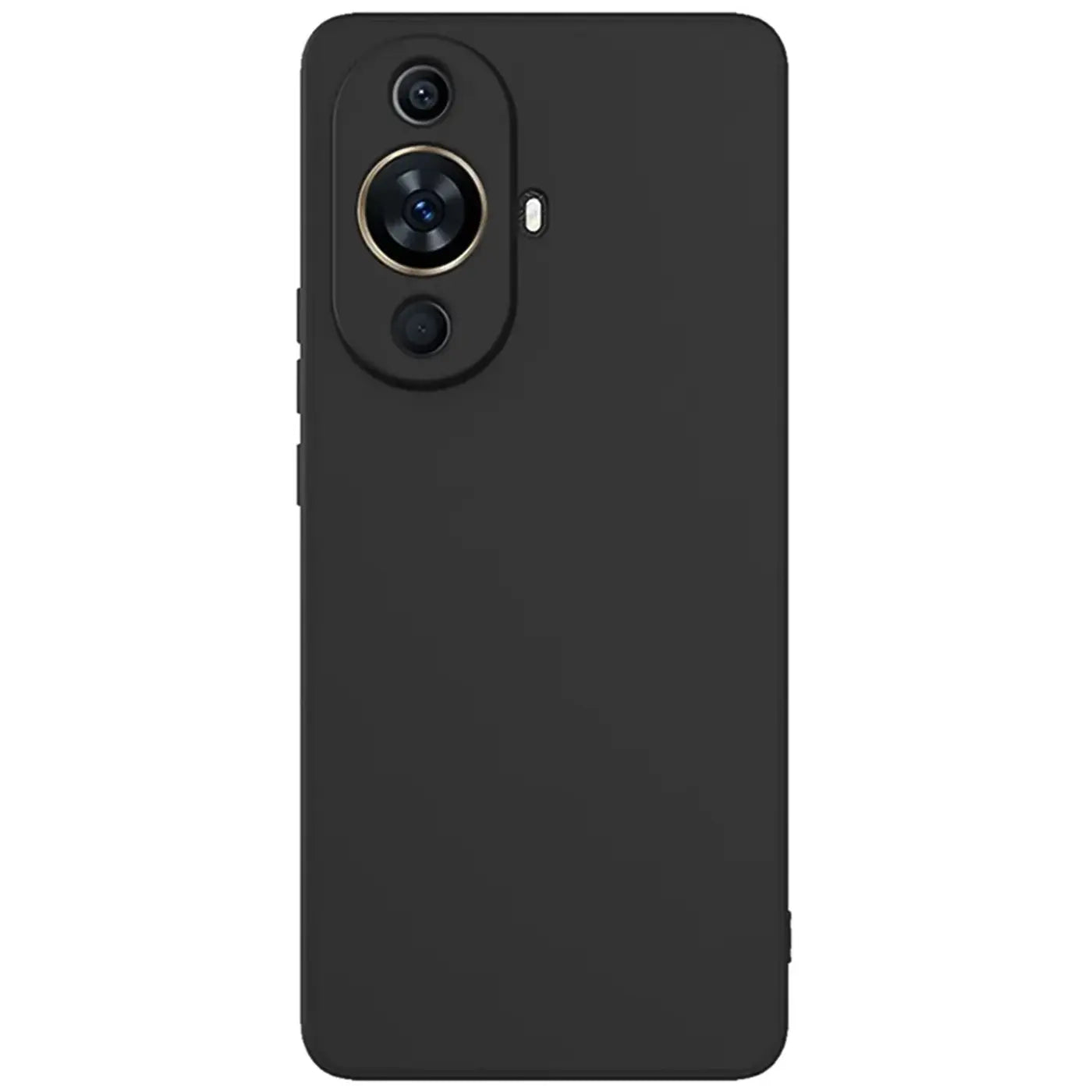 Schwarze matte Silikonhülle für Huawei Nova 12S, Rückansicht.