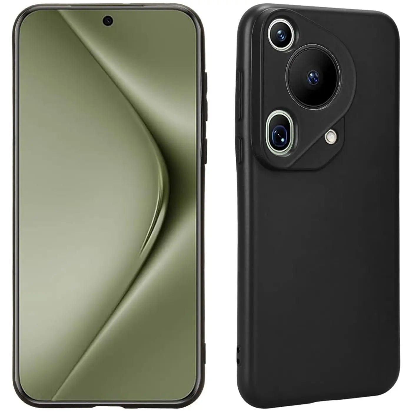 Schwarze Silikonhülle, Rückansicht, Huawei Pura 70 Ultra.