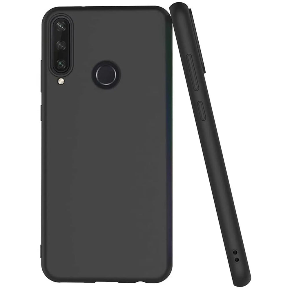 Schwarze Silikonhülle, Rückseite & Seite, Huawei Y6P, matt