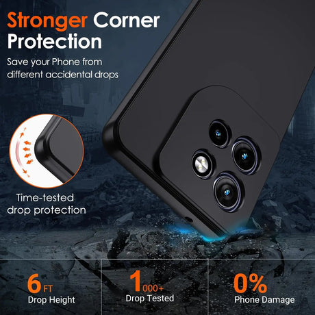 Schwarze Silikonhülle für Motorola Edge 60 Neo, Rückansicht, Nahaufnahme.