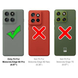 Drei Handy-Rückseiten: Grau mit Haken, Rot mit X, Grün mit X. Motorola Edge 60 Pro.