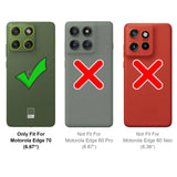 Drei Handy-Rückseiten: links Motorola Edge 70 (grün, Hülle), Mitte/rechts nicht passend (grau/rot, Hülle).