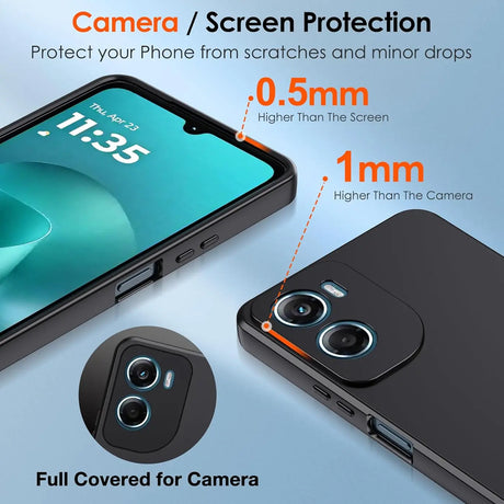 Schwarze Silikonhülle mit Kamera- und Displayschutz für Motorola Moto G06/G06 Power.