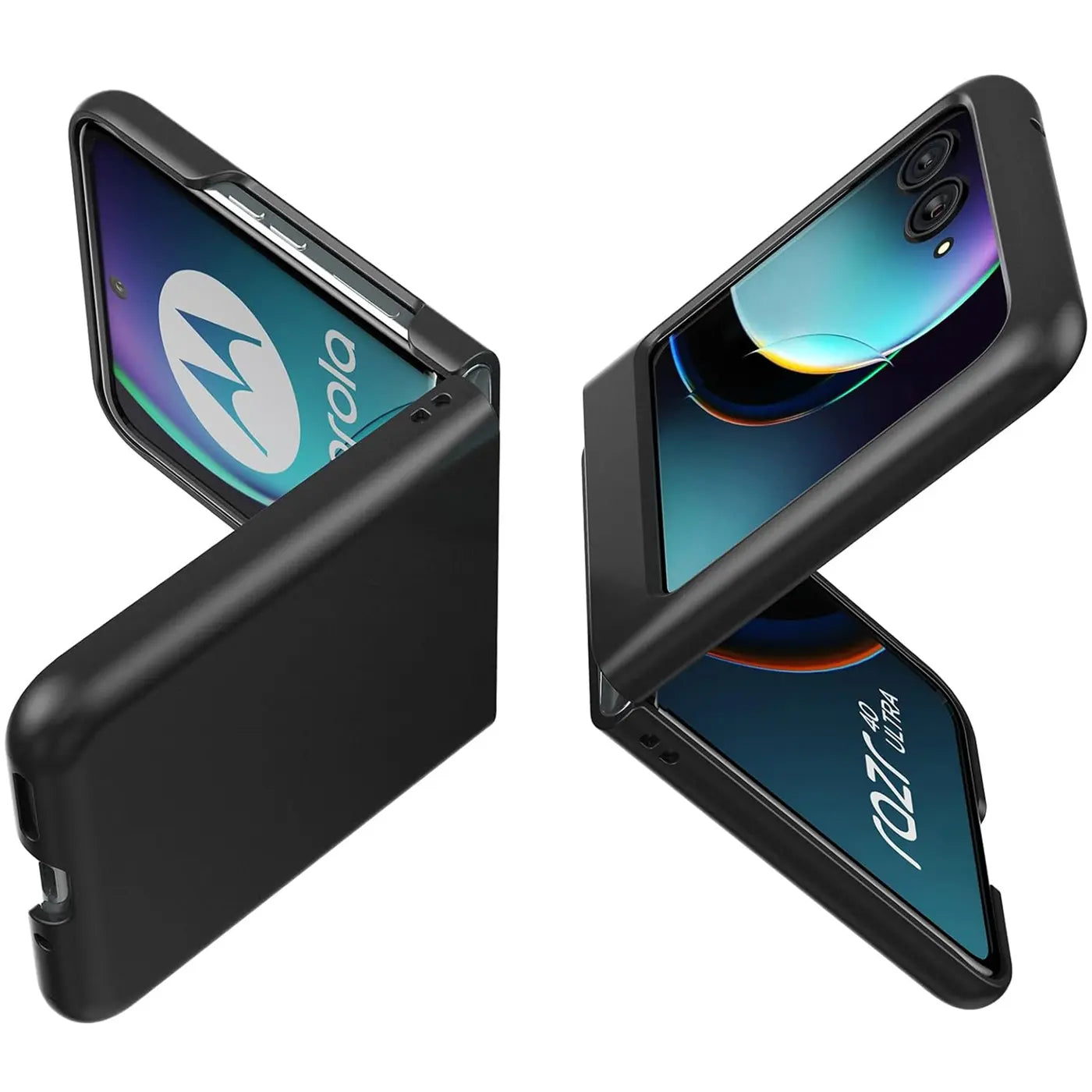 Schwarze Silikonhülle für Motorola Razr 40 Ultra, matt, von vorne/seitlich
