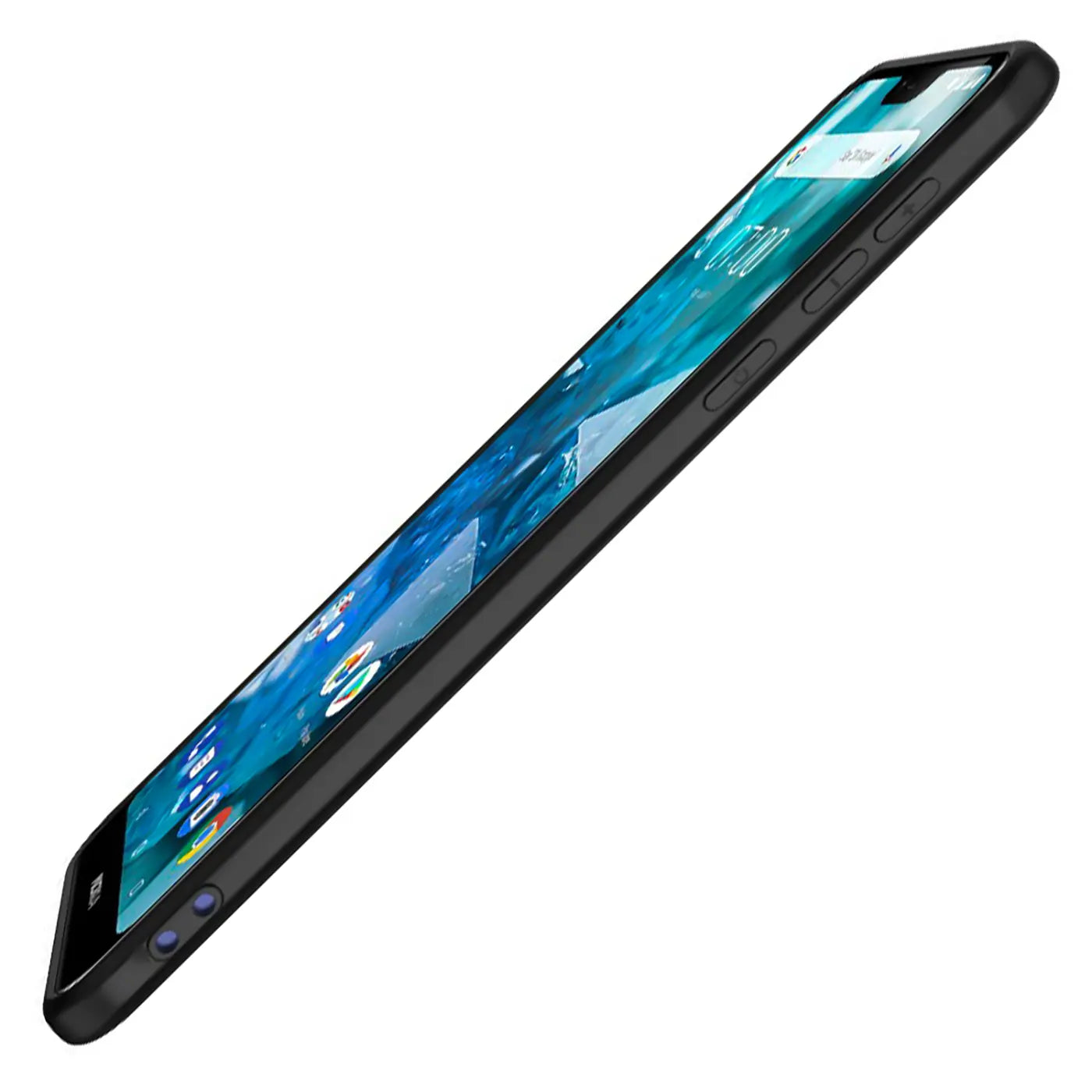 Schwarze Silikonhülle für Nokia 3.2, von schräg oben fotografiert.