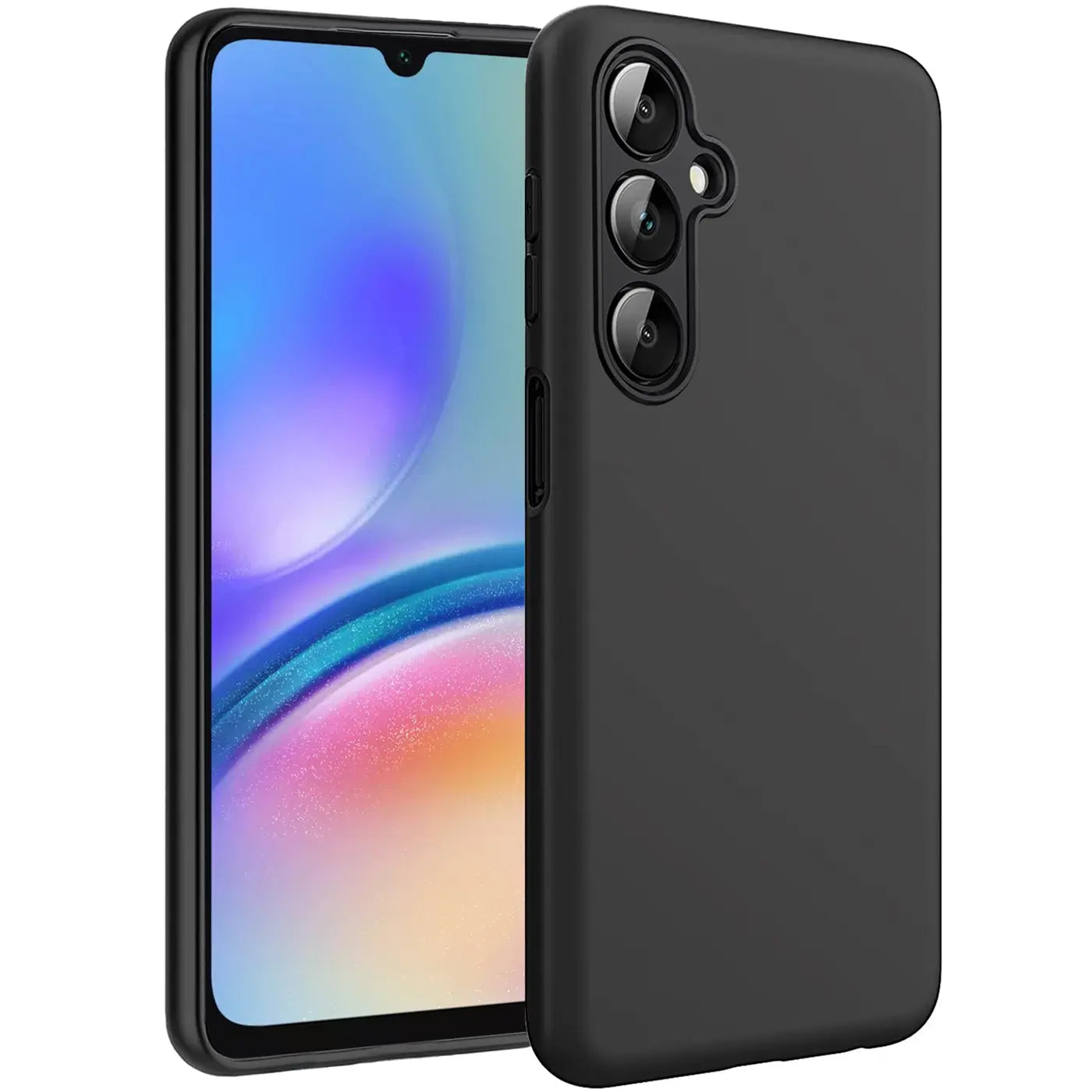 Schwarze matte Silikonhülle auf Samsung Galaxy A15 4G/5G, Rückansicht