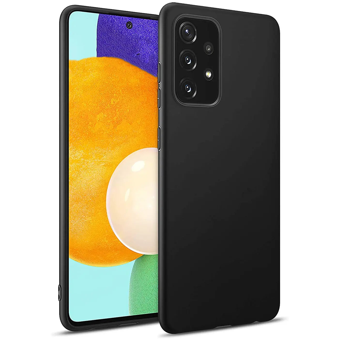 Schwarze Silikonhülle matt auf Samsung Galaxy A72, Seitenansicht