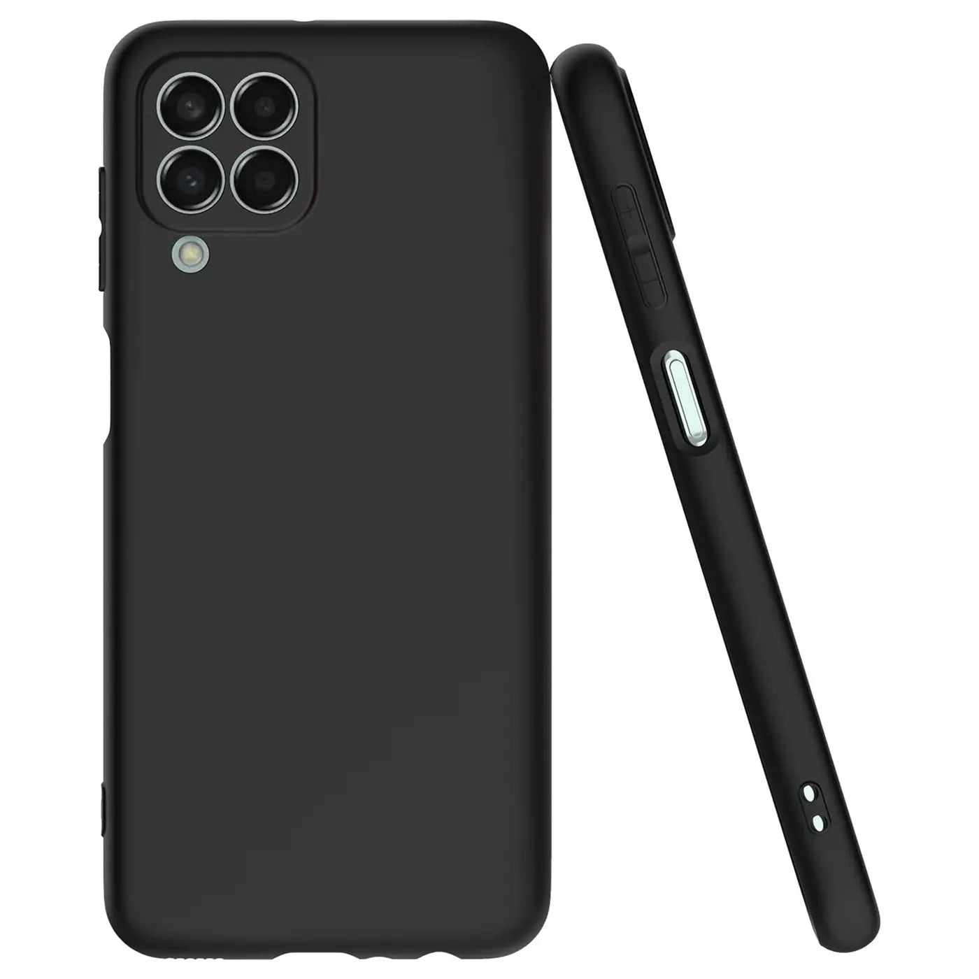 Schwarze Silikonhülle, Rückseite und Seite sichtbar, für Samsung Galaxy M33 5G