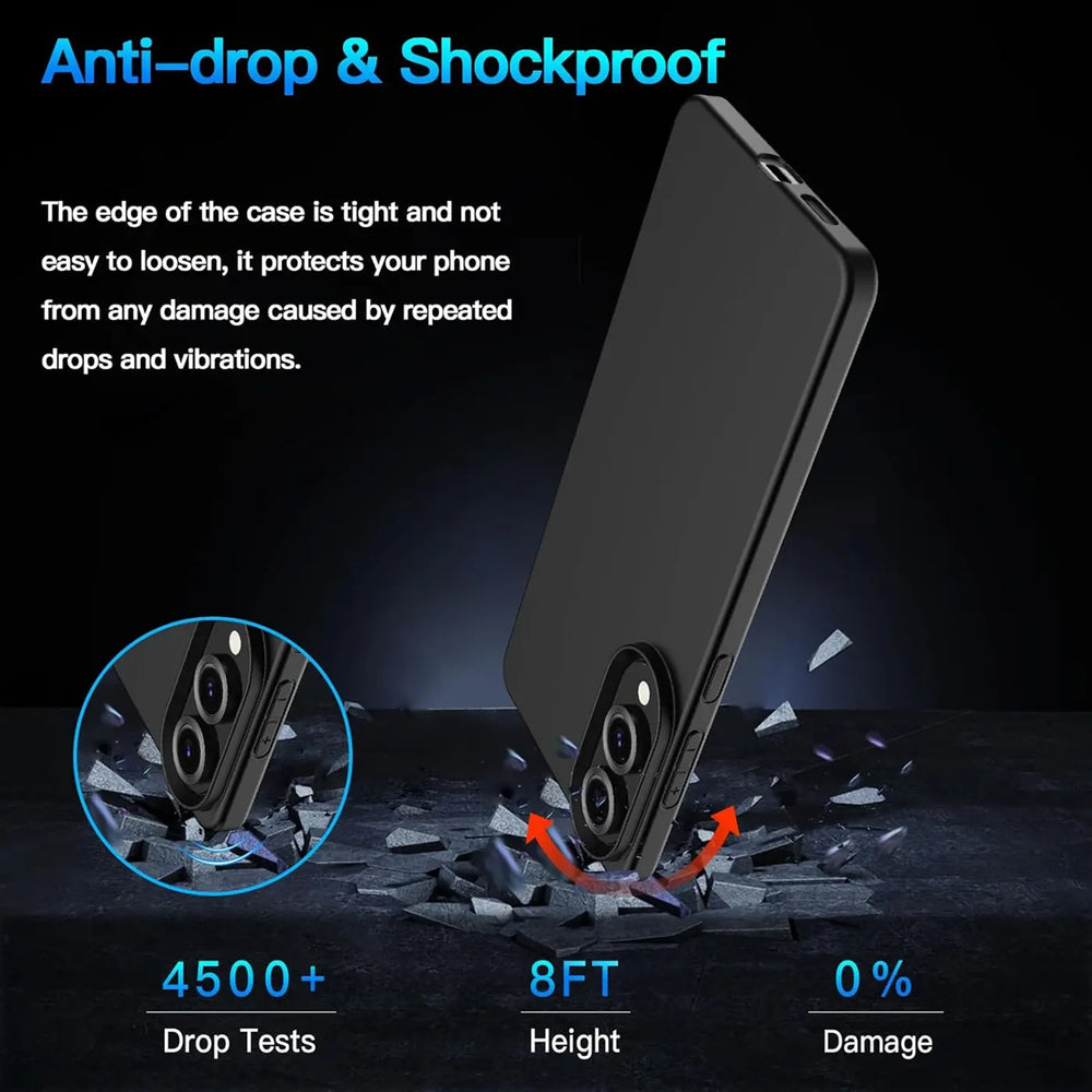 Schwarze Silikonhülle für Samsung Galaxy S25 Edge, von unten schräg gezeigt, sturzsicher.