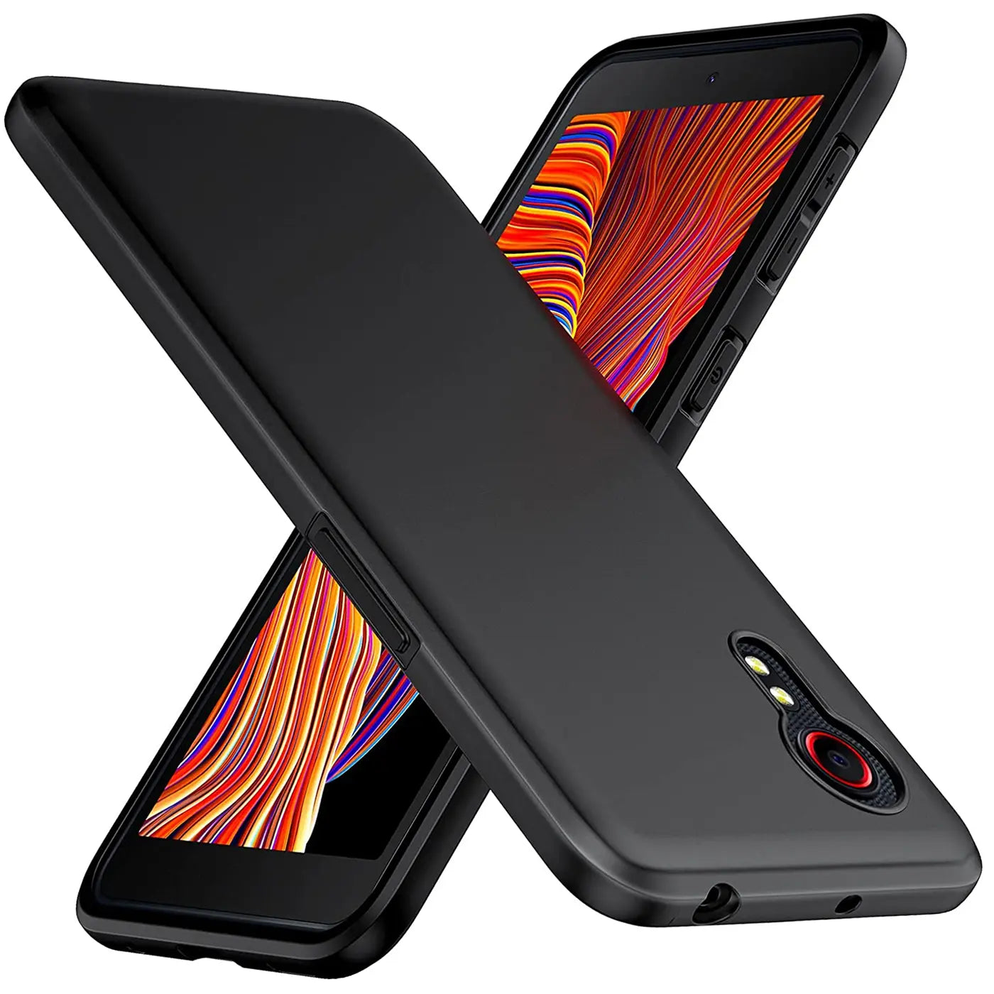 Schwarze matte Silikonhülle für Samsung Galaxy XCover 5, von schräg oben
