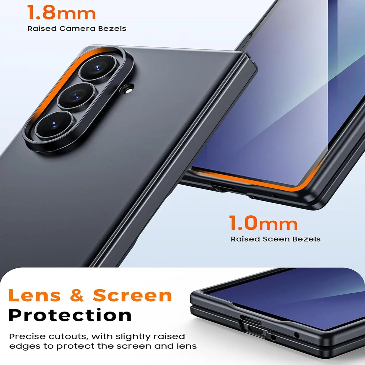 Schwarze Silikonhülle für Samsung Galaxy Z Fold 7, Rückansicht, Nahaufnahme.