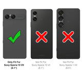 Drei Sony Xperia Rückseiten, eine mit grünem Haken, zwei mit rotem Kreuz.