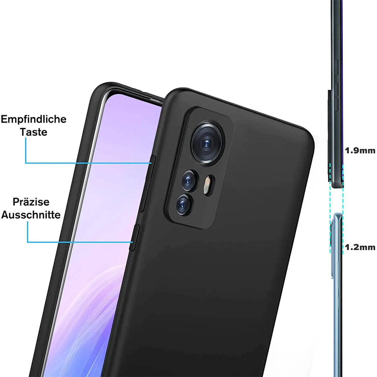 Flexible und sichere TPU Handyhülle für Xiaomi 12 Pro in Schwarz
