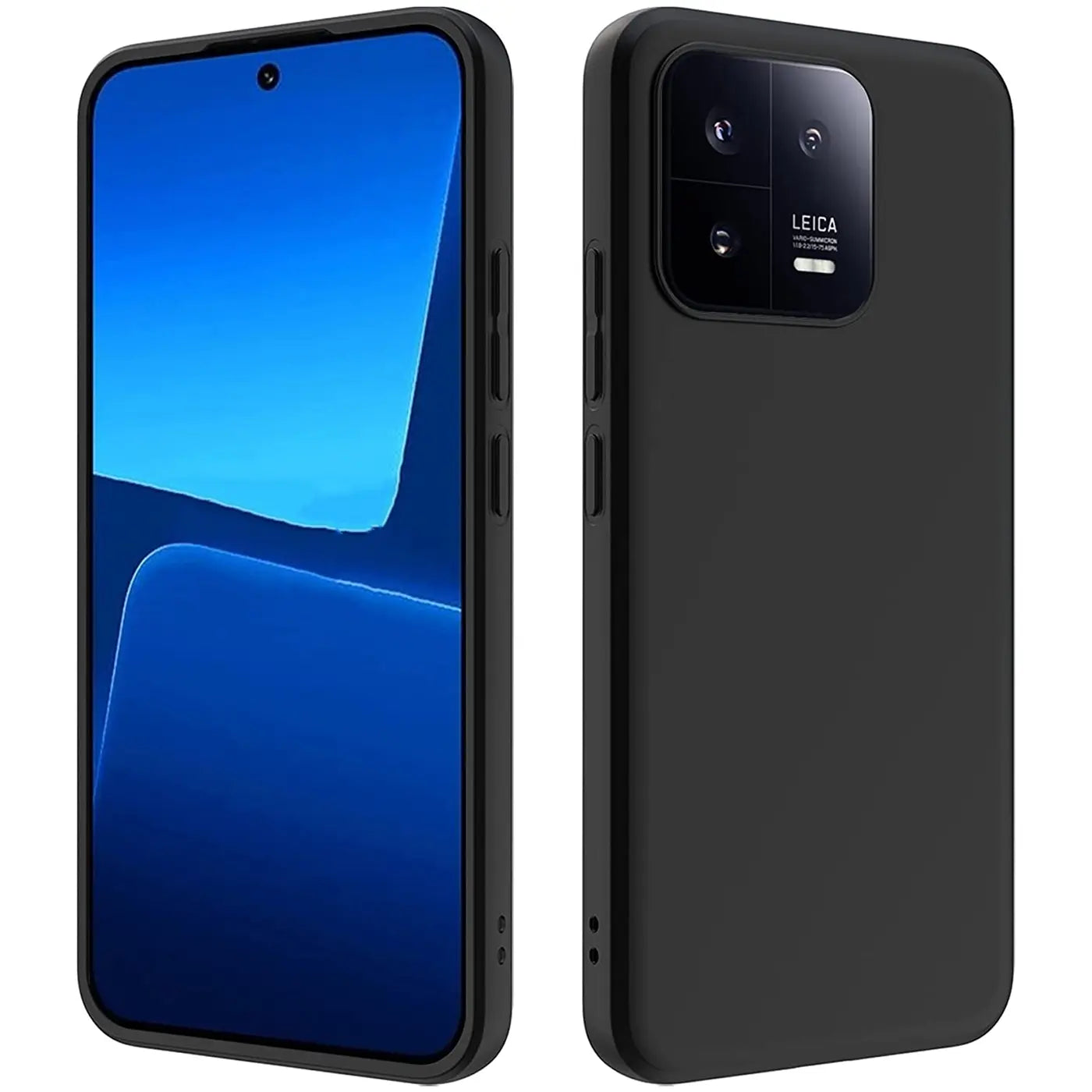 Schwarze matte Silikonhülle für Xiaomi 13 Pro, Vorder- und Rückansicht