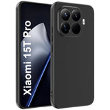 Schwarze Silikonhülle matt, von vorne links, auf Xiaomi 15T Pro.