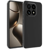Schwarze Silikonhülle matt, von vorne und hinten gezeigt, mit Xiaomi 15T.