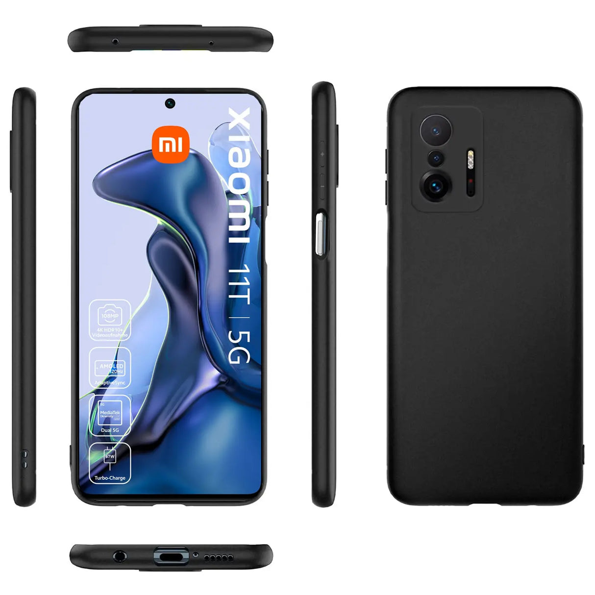 Flexible und sichere TPU Handyhülle für Xiaomi Mi 11T / Mi 11T Pro in Schwarz