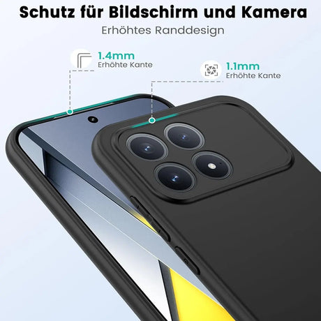 Schwarze Silikonhülle auf einem Smartphone, Nahaufnahme, Rückseite mit Kamera