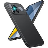 Schwarze Silikonhülle für Xiaomi Poco F8 Ultra, von schräg oben, matt.