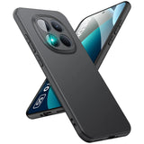 Schwarze matte Silikonhülle für Xiaomi Redmi Note 15 Pro 5G, Rückansicht, schräg