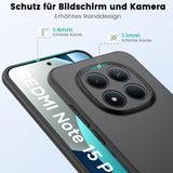 Schwarze Silikonhülle auf Xiaomi Redmi Note 15 Pro 5G, Rückansicht mit Kamera, Nahaufnahme