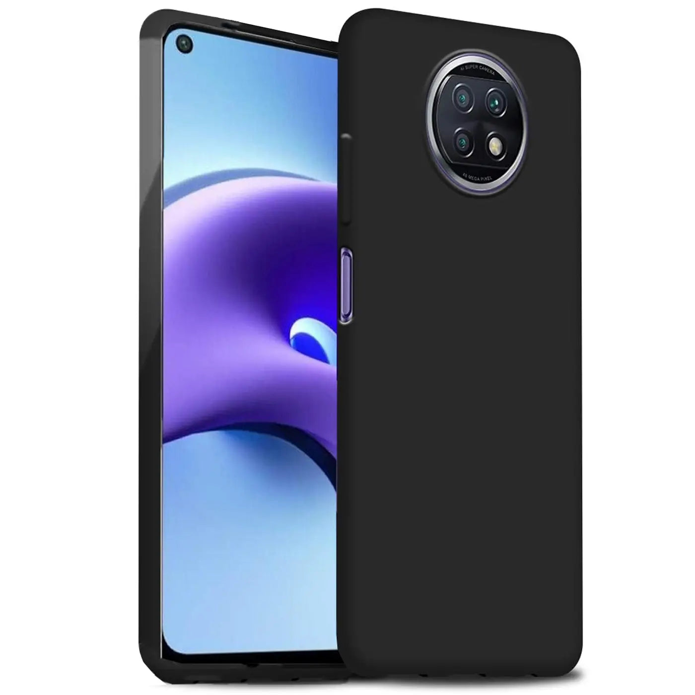 Schwarze Silikonhülle matt auf Xiaomi Redmi Note 9T, Rückansicht