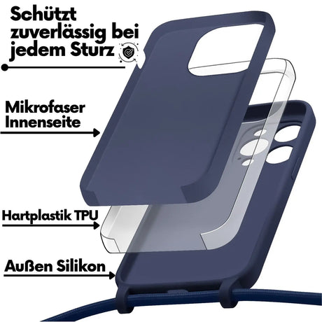 iPhone 12 Pro Max Handyhülle mit Umhängeband und stoßdämpfender Konstruktion