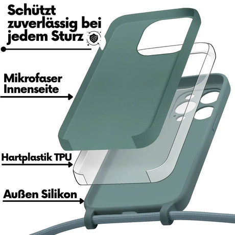 iPhone 12 Pro Max Handyhülle mit Umhängeband und stoßdämpfender Konstruktion