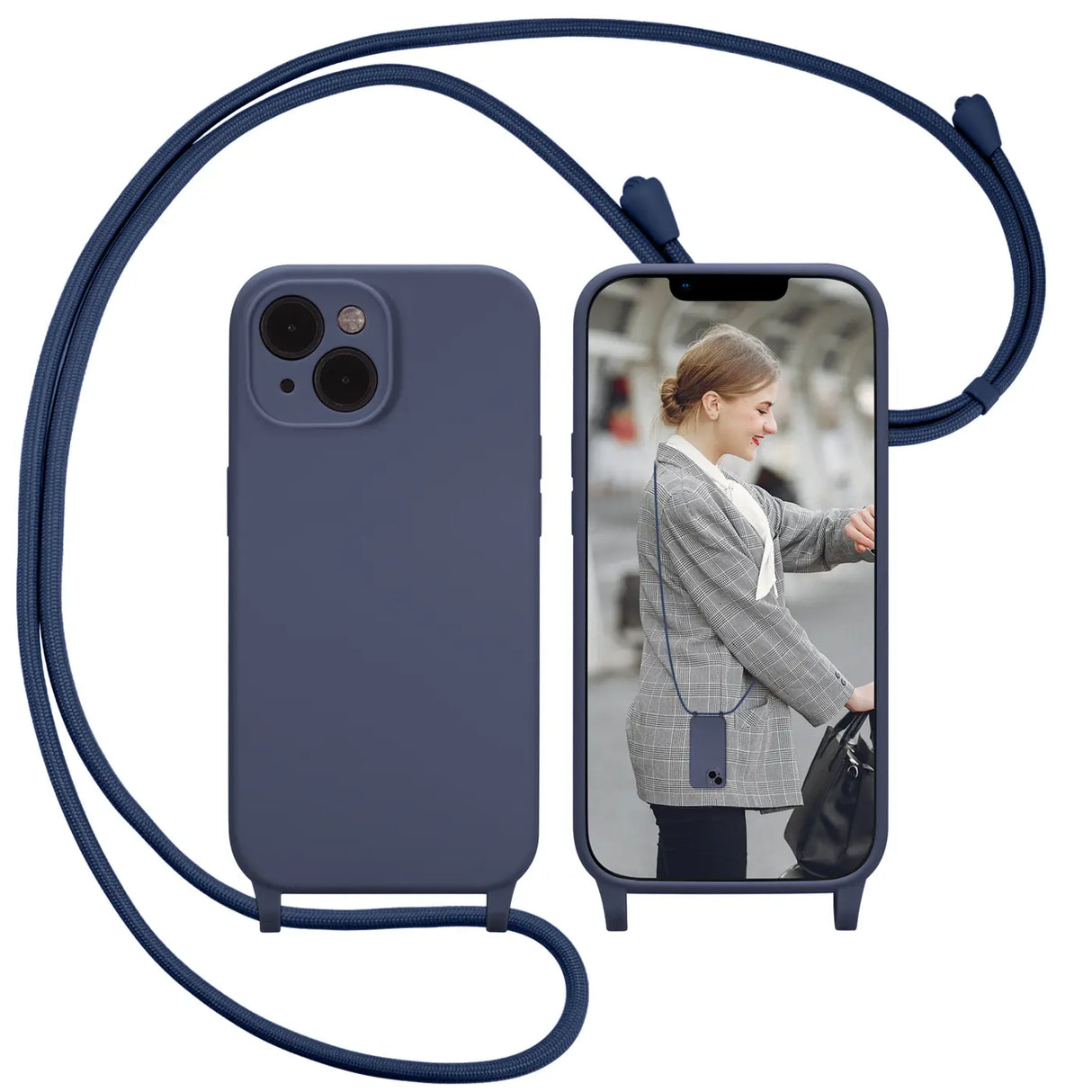 iPhone 14 Handyhülle mit Umhängeband und stoßdämpfender Konstruktion