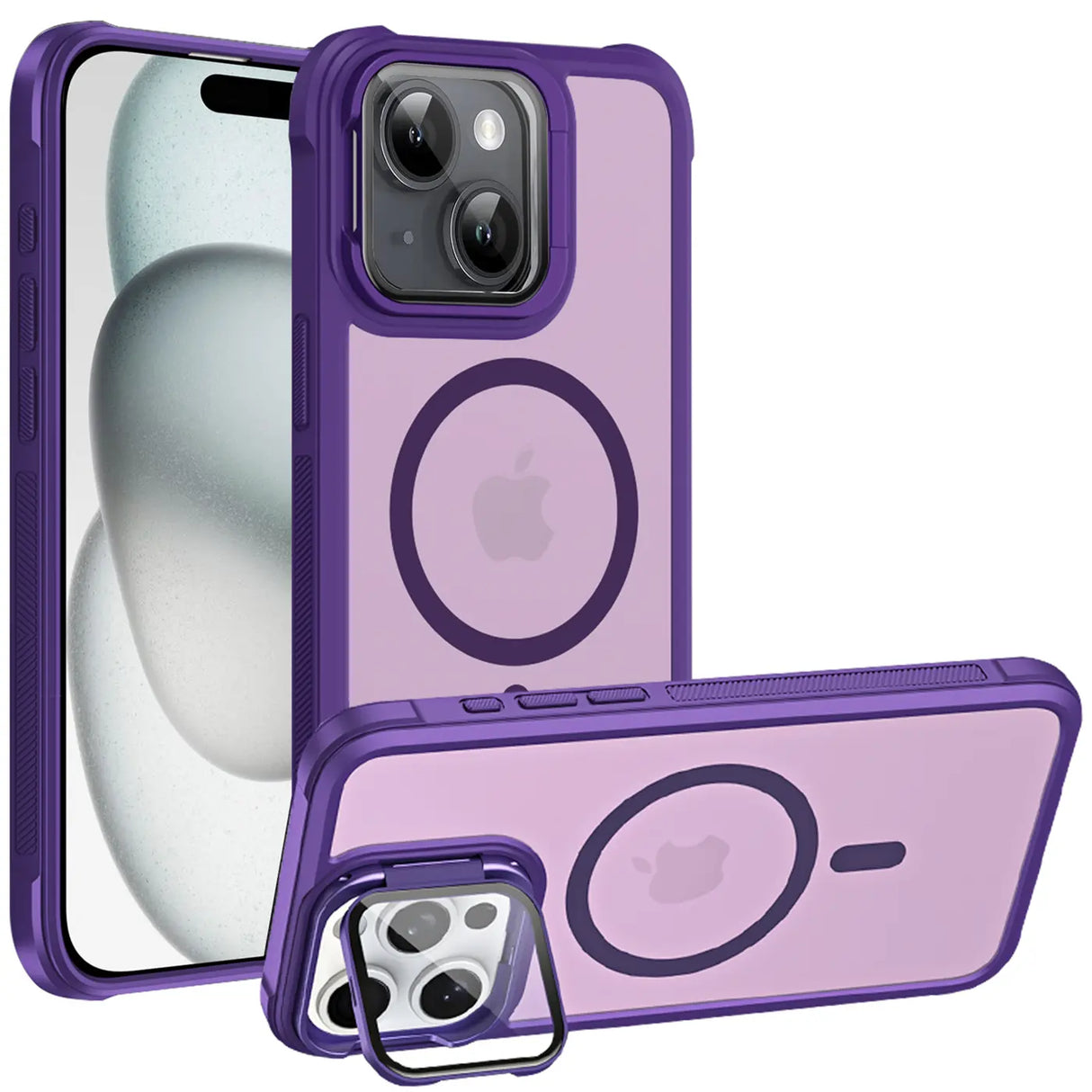 MagSafe Hülle mit multifunktionalem Schutzglas für iPhone 15 – Schützt und dient als Stand