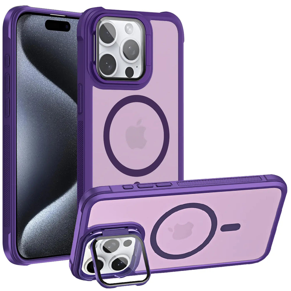 MagSafe Hülle mit multifunktionalem Schutzglas für iPhone 15 Pro – Schützt und dient als Stand