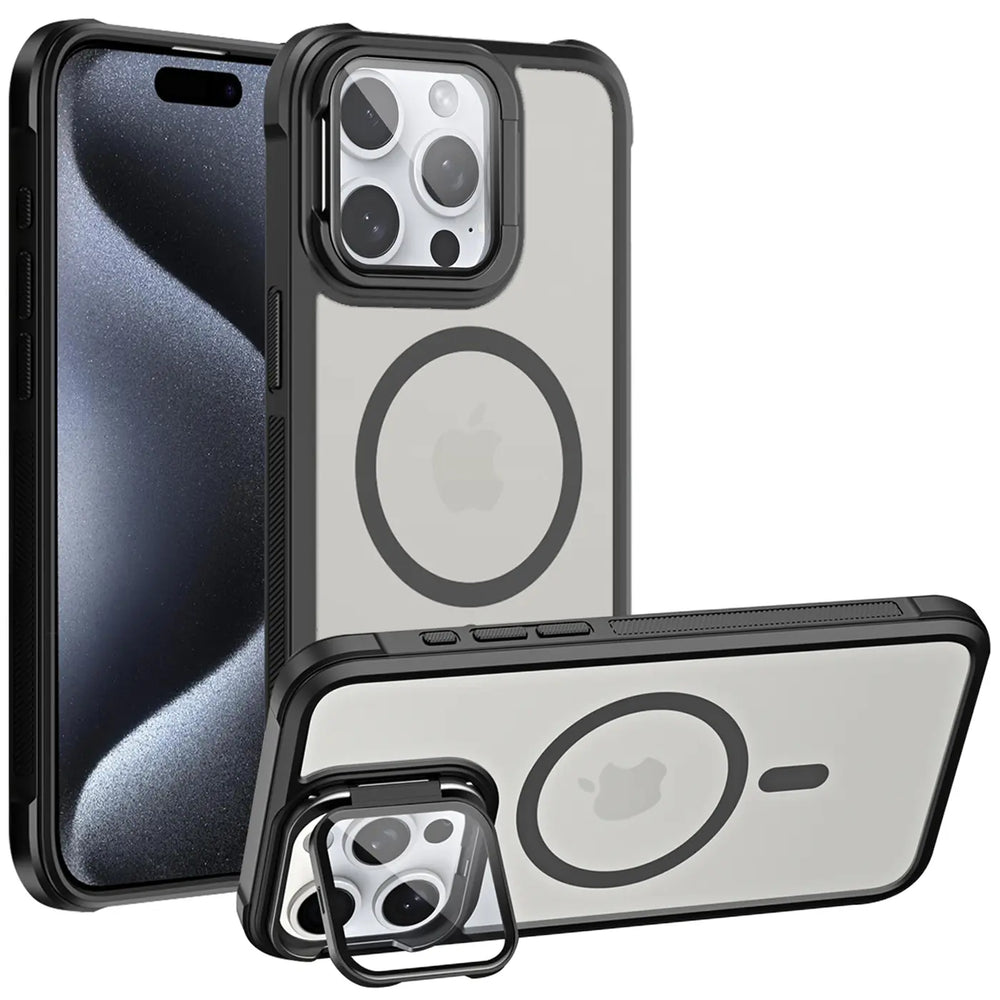 MagSafe Hülle mit multifunktionalem Schutzglas für iPhone 15 Pro Max – Schützt und dient als Stand