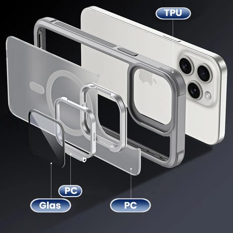 MagSafe Hülle mit multifunktionalem Schutzglas für iPhone 15 – Schützt und dient als Stand
