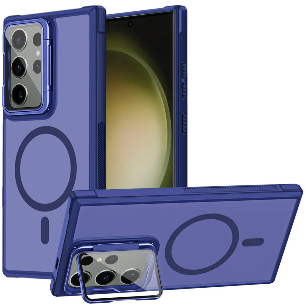 MagSafe Hülle mit multifunktionalem Schutzglas für Samsung Galaxy S23 Ultra – Schützt und dient als Stand