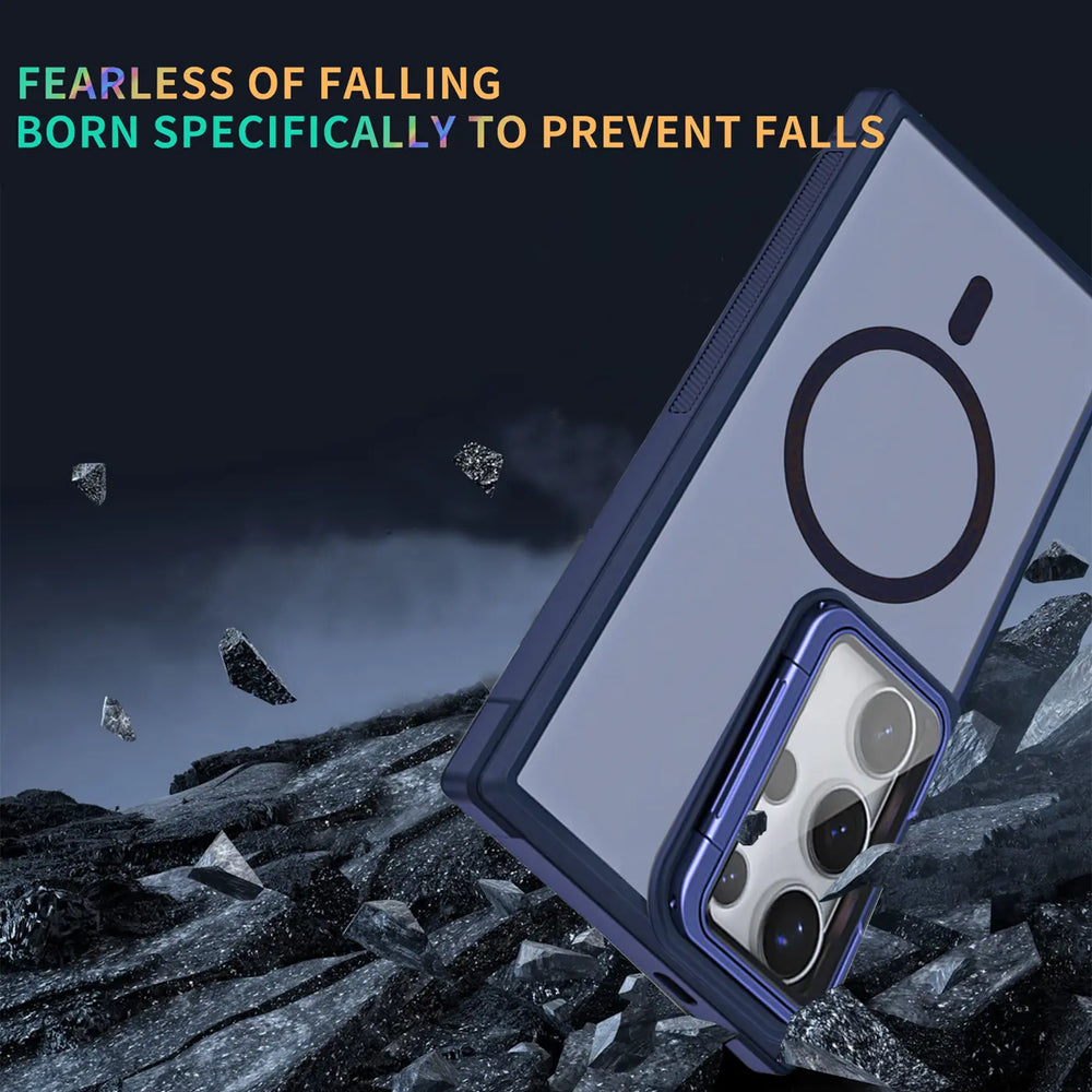 MagSafe Hülle mit multifunktionalem Schutzglas für Samsung Galaxy S23 Ultra – Schützt und dient als Stand