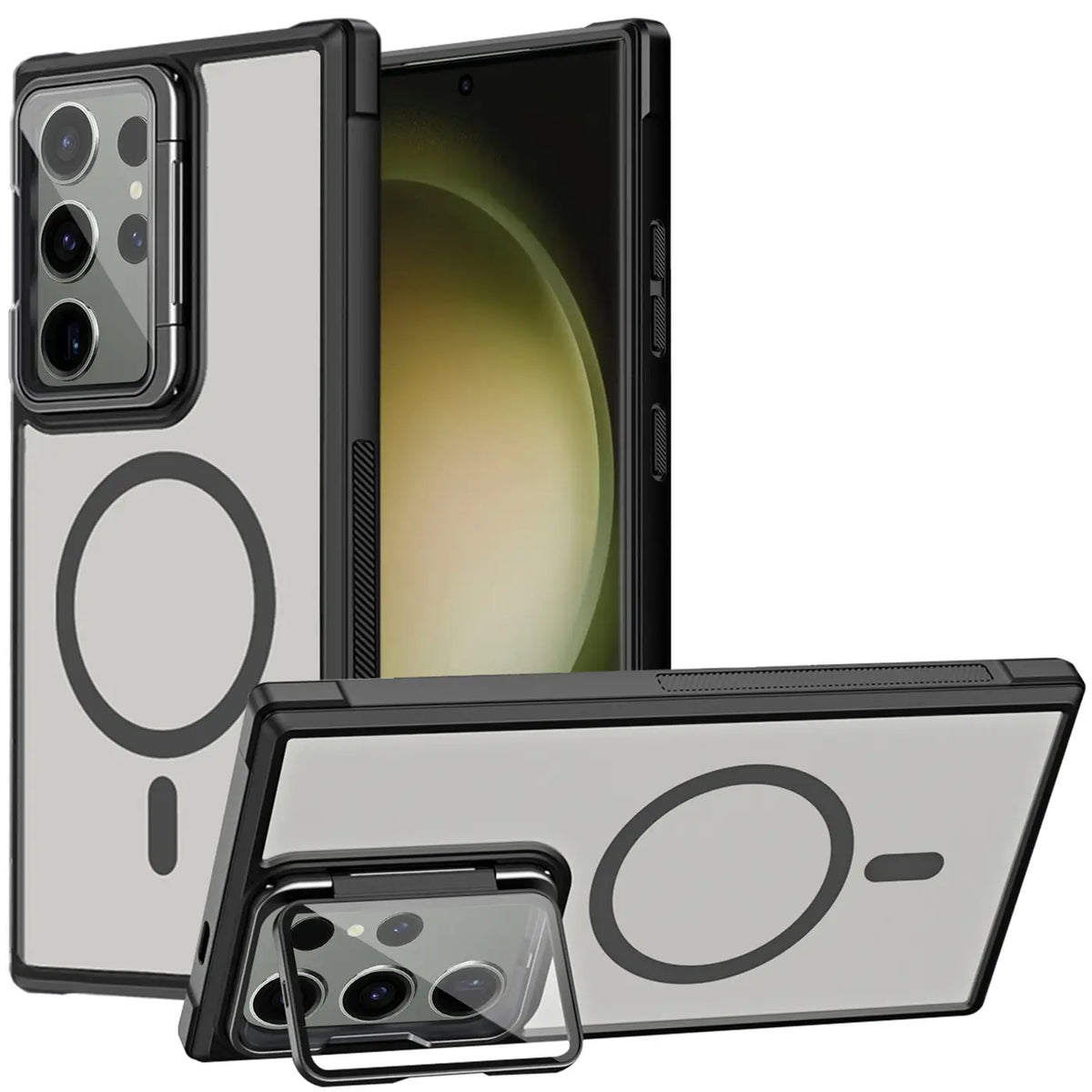 MagSafe Hülle mit multifunktionalem Schutzglas für Samsung Galaxy S23 Ultra – Schützt und dient als Stand