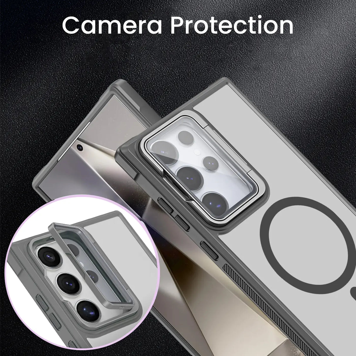 MagSafe Hülle mit multifunktionalem Schutzglas für Samsung Galaxy S23 Ultra – Schützt und dient als Stand